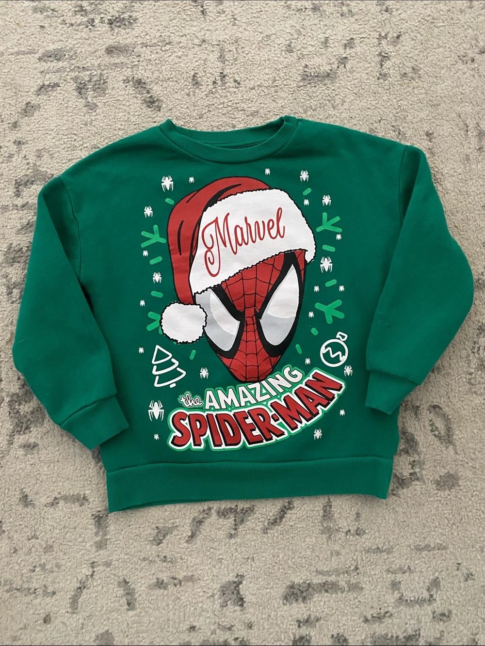 Marvel Kids Green Spider-Man Holiday Sweatshirt with Red Graphic